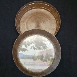 Шкатулка карболитовая, СССР, диаметр 20 см. Картинка 3